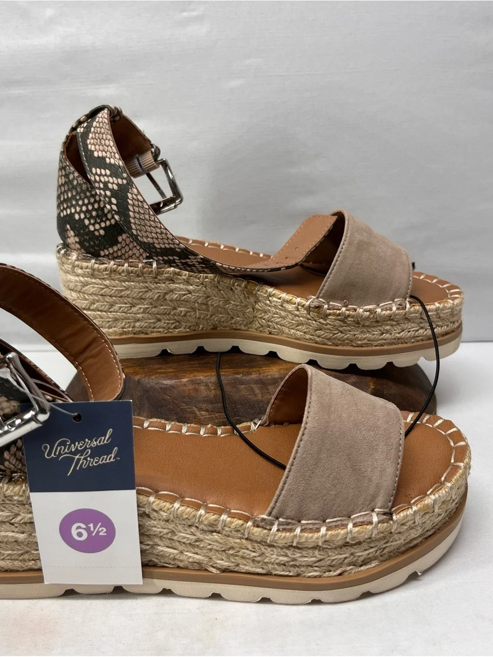 Universal Thread Taupe Espadrille Platform Sandals‎ with Ankle Strap